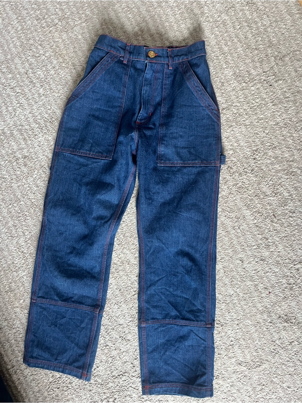 Big Bud Press Dark Blue Relaxed Denim Work Jeans XS (sizes 26-27) approx)